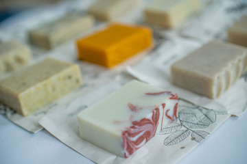 natural soap on the white background