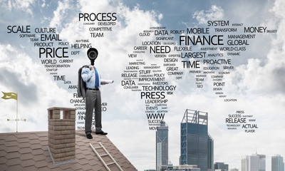 Concept of home security and privacy protection with camera head