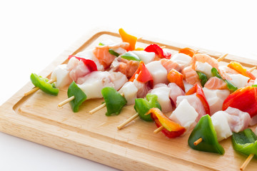 Fish and vegetable kebabs