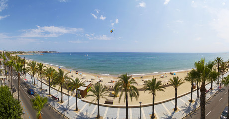 View of Salou Platja Llarga Beach in Spain during sunny day