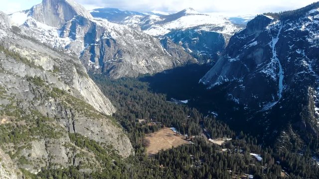 Yosemite national park scenic aerial view on mountains.
