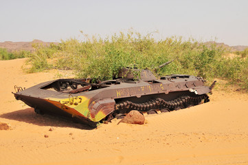 Libyan army quipment  destroyed during  military conflict with Chad
