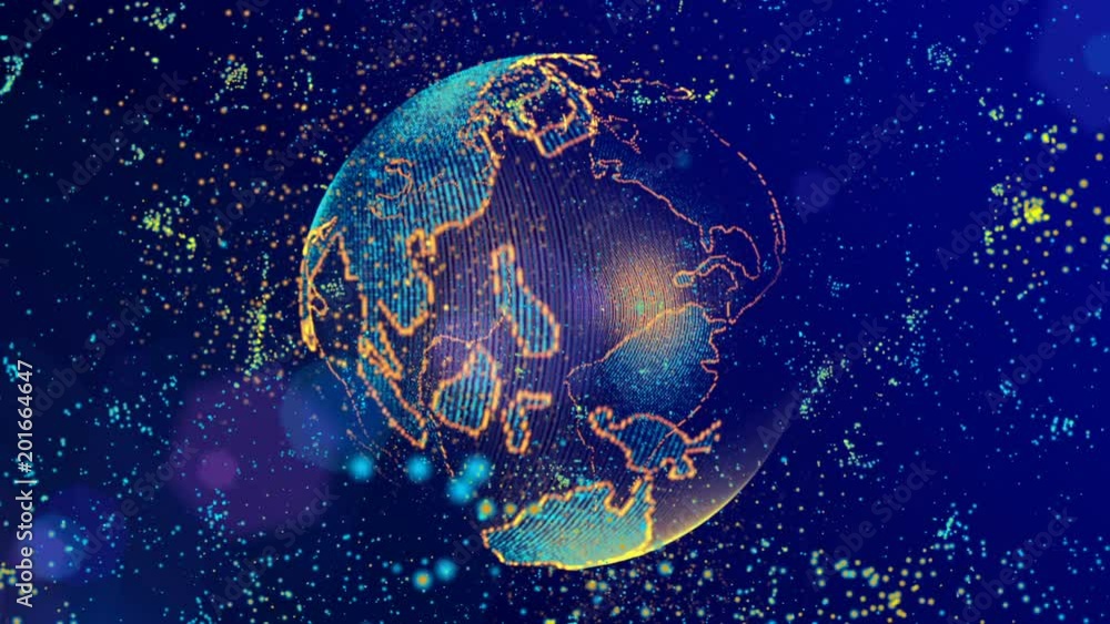 Poster the brain consisting of luminous lines and points forming the planet earth