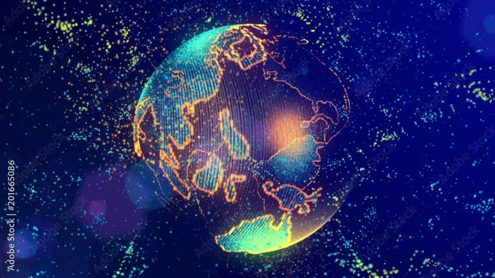 Poster the brain consisting of luminous lines and points forming the planet earth