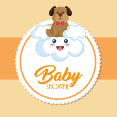 baby shower card with cute dog vector illustration design