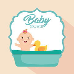 baby shower card with little girl vector illustration design