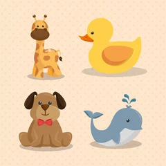 Fotobehang baby shower card with cute animals vector illustration design © Gstudio