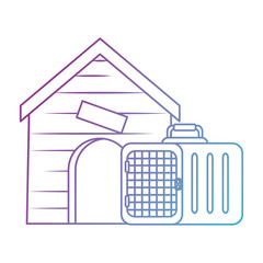 wooden house pet with transport box vector illustration design
