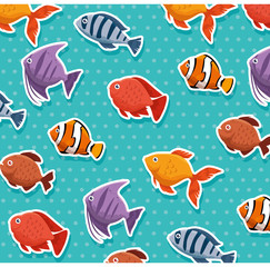Naklejka premium cute ornamental fish pattern background vector illustration design