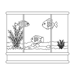 square aquarium with colors fish vector illustration design