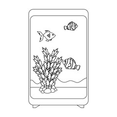 rectangular aquarium with colors fish vector illustration design
