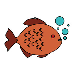 cute ornamental fish with air bubbles vector illustration design