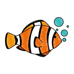 cute ornamental fish with air bubbles vector illustration design