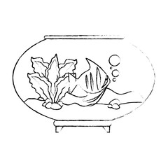 aquarium bowl with colors fish vector illustration design