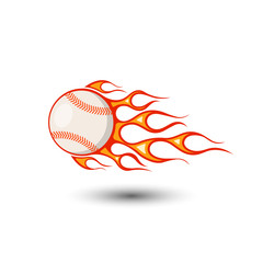 Baseball with tail of flame vector icon.