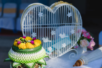 Heart shape cage with thai flower garland