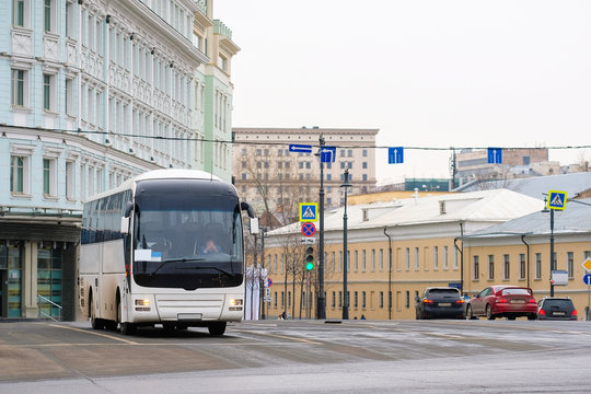 Moscow, Russia - April, 2, 2018: bus station in the center of Moscow
