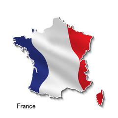 Map of France with national flag in 3d.