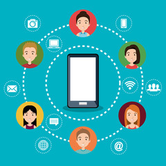 smartphone with social network icons vector illustration design