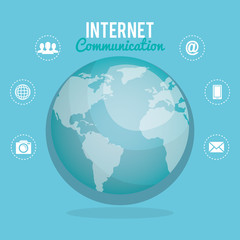 world planet with internet communication vector illustration design