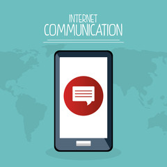smartphone with internet communication vector illustration design