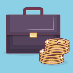 coins money with portfolio vector illustration design