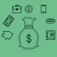 save money set icons vector illustration design