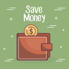 wallet money save icon vector illustration design