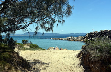 Fototapeta na wymiar Laggers Point at Trial Bay Gaol Beach on a sunny day in Christmas time (South West Rocks, NSW Australia)