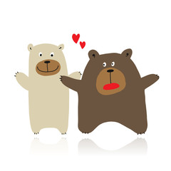 Funny bears family, sketch for your design