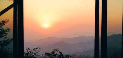 sunrise on the mountain.