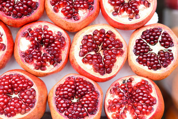 Pomegranate healthy background. Fresh Fruit.