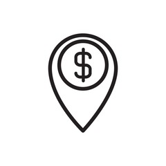 bank location outline vector icon. Modern simple isolated sign. Pixel perfect vector illustration for logo, website, mobile app and other designs