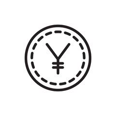 yen coin outline vector icon. Modern simple isolated sign. Pixel perfect vector illustration for logo, website, mobile app and other designs