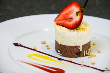 Close up of gourmet Strawberry cake dessert