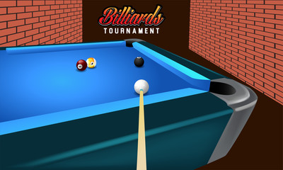 real vector billiard on table, view ball - obrazy, fototapety, plakaty
