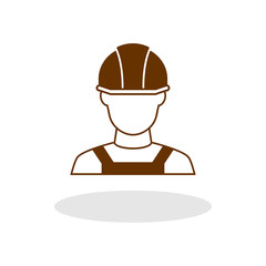 Builder in hemlet icon. Vector Illustration