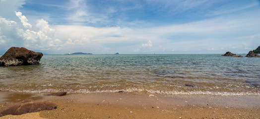 panorama of seascape view with blud and blue sky