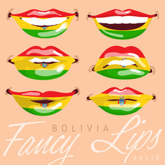 Woman Lips Painted World flag : Vector Illustration