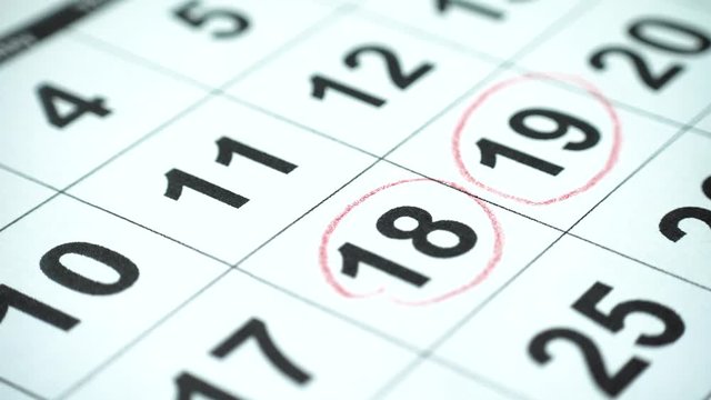Marketing the date on the calendar, close-up, 4k