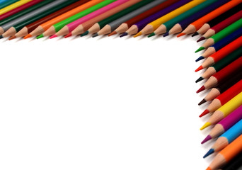 Corner frame of colored pencils is isolate