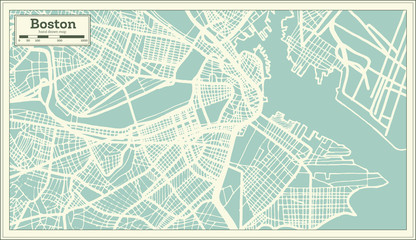 Boston USA City Map in Retro Style. Outline Map.