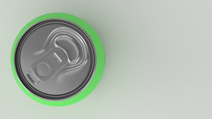 Blank small green aluminium soda can mockup on white background