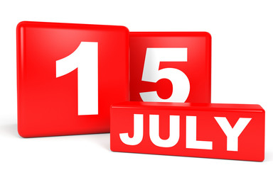 July 15. Calendar on white background.