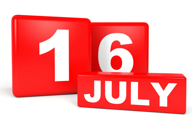 July 16. Calendar on white background.