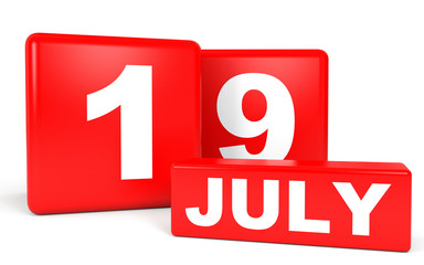 July 19. Calendar on white background.