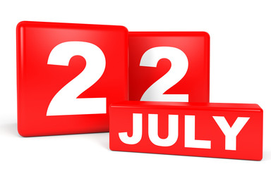 July 22. Calendar on white background.