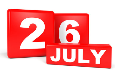 July 26. Calendar on white background.