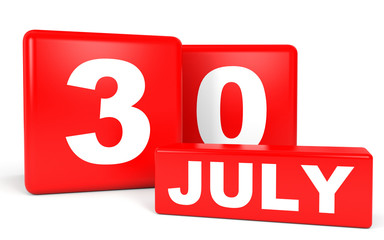 July 30. Calendar on white background.