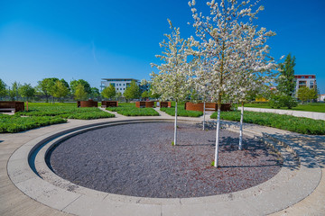 Karlsruhe, Baden-W&uuml;rttemberg, April 21st 2018: Garten der Religionen - City Park